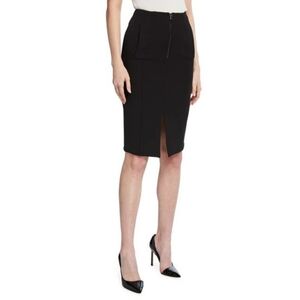Emporio Armani Black Zip Front Knee-Length Pencil Skirt Womens Size EU 42